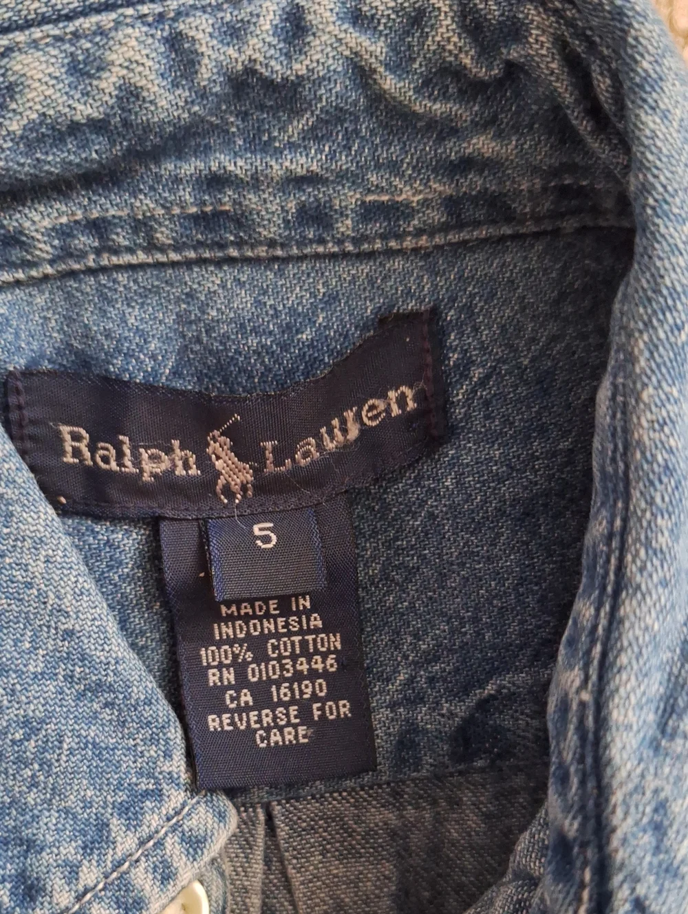 Ralph Lauren Blue Denim  Kids Denim Button-Down Shirt Size 5